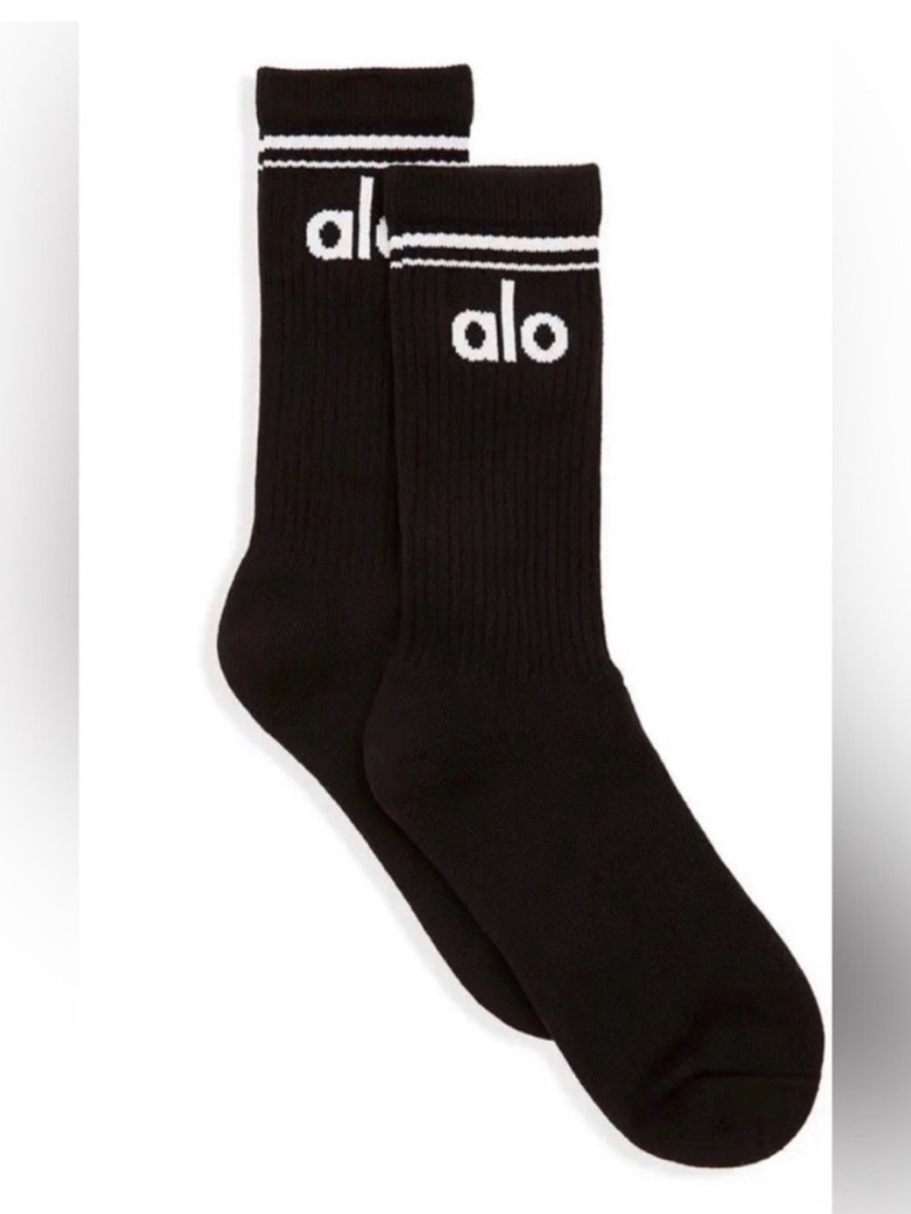 Alo Crew Socks in Black - Logo Athletic Socks